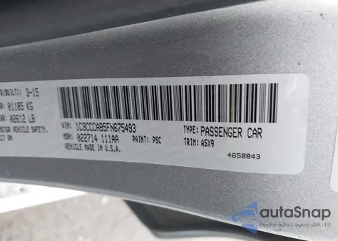 2015 Chrysler 200 Limited from USA, damaged, VIN 1C3CCCAB5FN675493